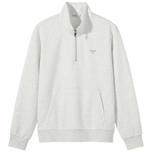 热风女士加绒卫衣2025年冬季新款半拉链翻领加厚保暖内搭卫衣