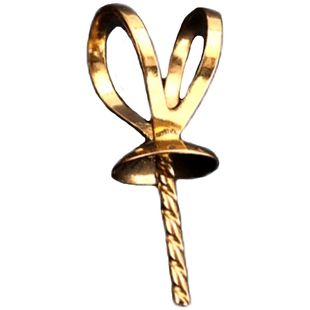 18K金珍珠吊坠项链彩金扣头玫瑰金黄金白金纯K金项坠空托diy配件