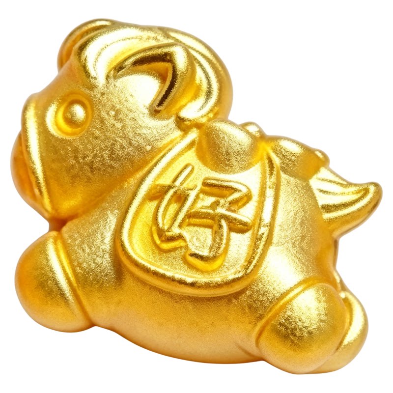 黄金生肖马转运珠足金999属马上有钱有福发财女编红绳手链小配件