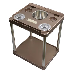 塑料茶几棋牌室麻将房茶水架带纸巾盒活动轮带刹车