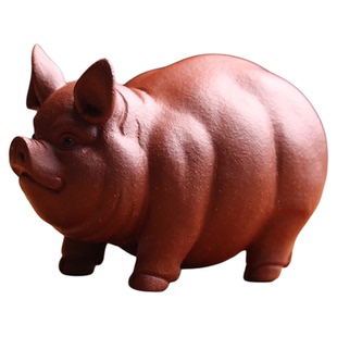 宜兴原矿紫砂茶宠摆件招财福猪名家李建伟纯全手工茶玩精品可养