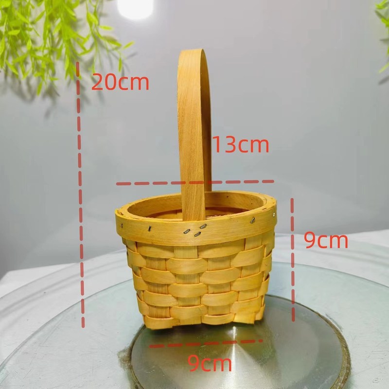 女神节迷你圆形花篮木片化妆品插收纳花艺编织花篮筐篮