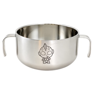 吉美厨奥凸曼316不锈钢儿童碗带盖防烫宝宝辅食餐具防摔双耳饭碗