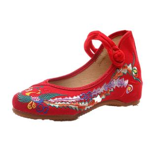 汉服鞋婚鞋老北京布鞋女2021春季新款民族风绣花鞋红色跳舞鞋百搭