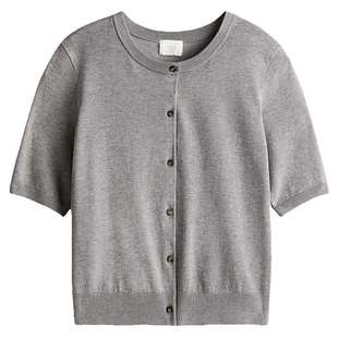 HM女装毛针织衫冬季打底miu系开衫圆领慵懒风开衫外套1270743