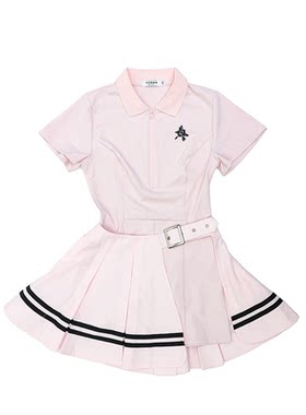QLeo高尔夫服装女连衣裙防走光透气半身百褶裙网球服连体裤两件套