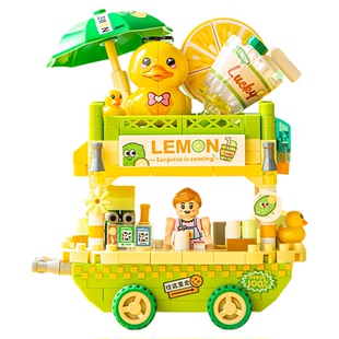 俐智Loz积木雪糕贩卖车摆摊小推车微钻小街景益智玩具拼装女生
