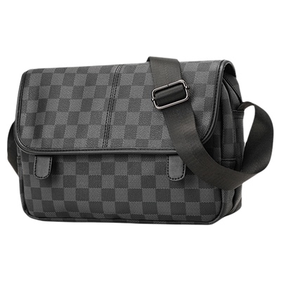 男士牛皮真皮耐磨格子手提包