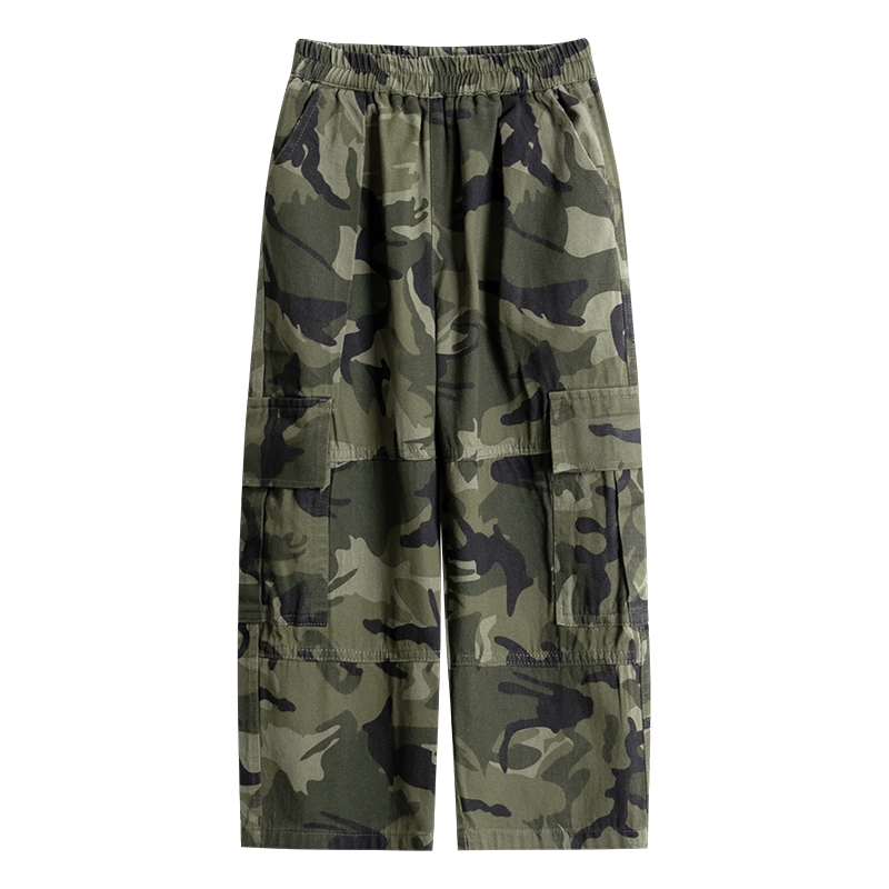 男童秋装迷彩直筒宽松阔腿工装裤2025新款中大儿童春秋季痞帅裤子