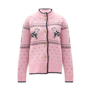 IAmMIX27秋冬毛衣开衫女长袖减龄提花软糯羊毛混纺圆领毛衫外套女