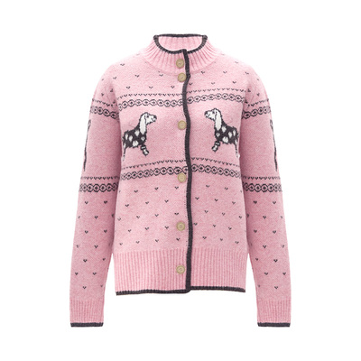 iammix27绵羊毛提花圆领开衫