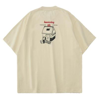 手绘插画宽松短袖T恤todaynowind