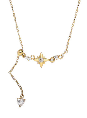 设计师款金色锆石星星流苏项链