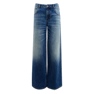 出逃赤岗西 原创复古做旧蓝水洗直筒牛仔裤男女款纯棉宽松阔腿裤