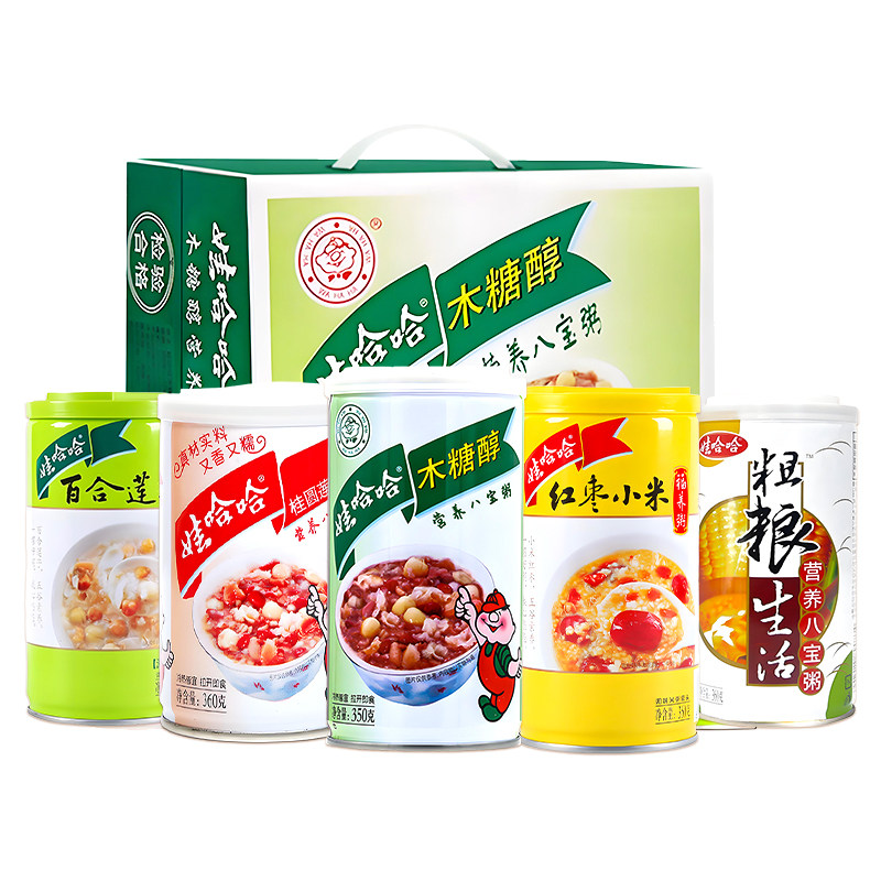 娃哈哈营养八宝粥大罐装350g360g12罐整箱多口味可选早餐方便速食