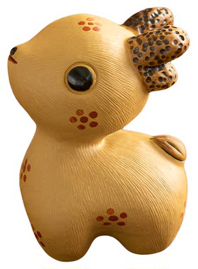 紫砂黄段泥梅花鹿茶宠可养招财