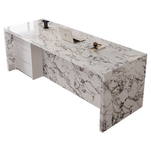 岩板岛台餐桌一体大花白吧台家用轻奢高级感法式奶油风齐平操作台