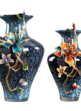 源正溢尚新中式珐琅彩花瓶摆件