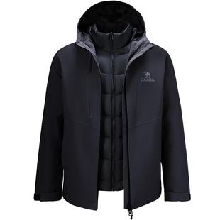 骆驼冲锋衣男女款三合一可拆卸2025新款防风防水保暖羽绒服外套男