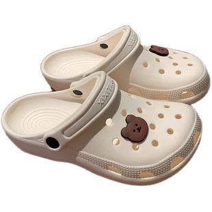 细细条 洞洞鞋女ins潮防滑厚底可爱少女心学生包头凉鞋足弓沙滩鞋