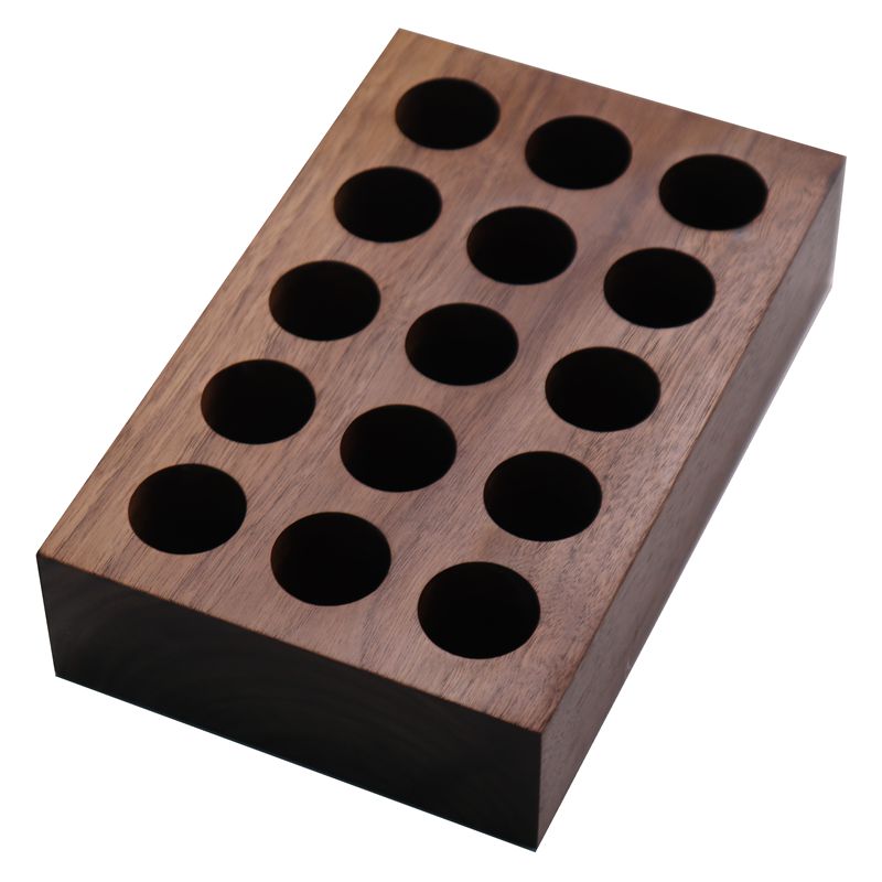 黑胡桃木整木挖制的精油瓶收纳盒实木无拼接圆孔精油盒木盒展示盒
