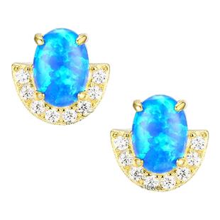 LANYEE蓝澳泊耳钉纯银铸金钉镶爪镶宝石耳环高级轻奢小众设计耳饰