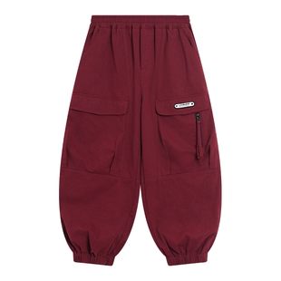 男童秋冬酷帅加厚一体绒工装裤2025新款儿童男孩冬天运动宽松裤子