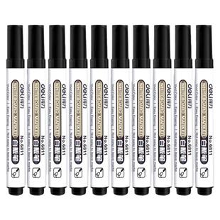 得力白板笔可擦黑色10支装大容量粗头黑板笔画板笔写字笔标记易写易擦记号笔教师用办公用品学习批发6811