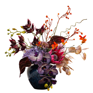 油画风花艺客厅餐桌仿真花空调顶装饰花电视柜假花整装成品摆设花