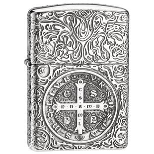 zippo正版打火机 康斯坦丁恶灵挽歌雕刻正品收藏男士送礼盔甲银机