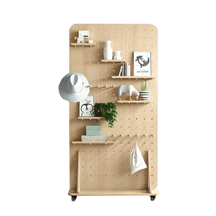 实木洞洞板屏风隔断客厅展示架立式落地折叠可移动陈列置物架定制