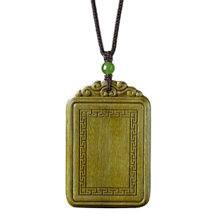 天然绿檀木平安无事牌吊坠毛衣项链木牌车挂钥匙扣马年本命年礼物