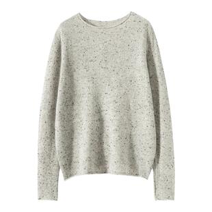 2024年秋冬新款100纯山羊绒衫卷边圆领套头百搭毛衣点子纱针织衫