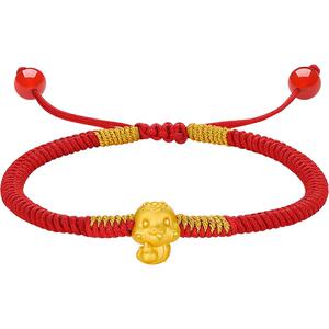 周六福黄金生肖蛇手绳5d硬金福禄葫芦蛇宝定价手链蛇年本命年红绳