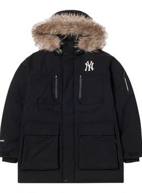 幸运叶子|MLB男女同款正品2026年夏季新款羽绒服毛领连帽情侣外套
