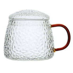 耐热高硼硅玻璃牛奶杯平底可加热早餐杯带盖把手泡茶杯家用喝水杯