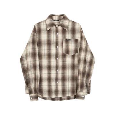 TGNS磨毛格子衬衫女春季美式复古