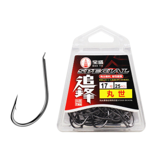 精品宝塔丸世鱼钩长柄有倒刺盒装鱼钓鲫鱼海钓正品歪嘴细条钩包邮