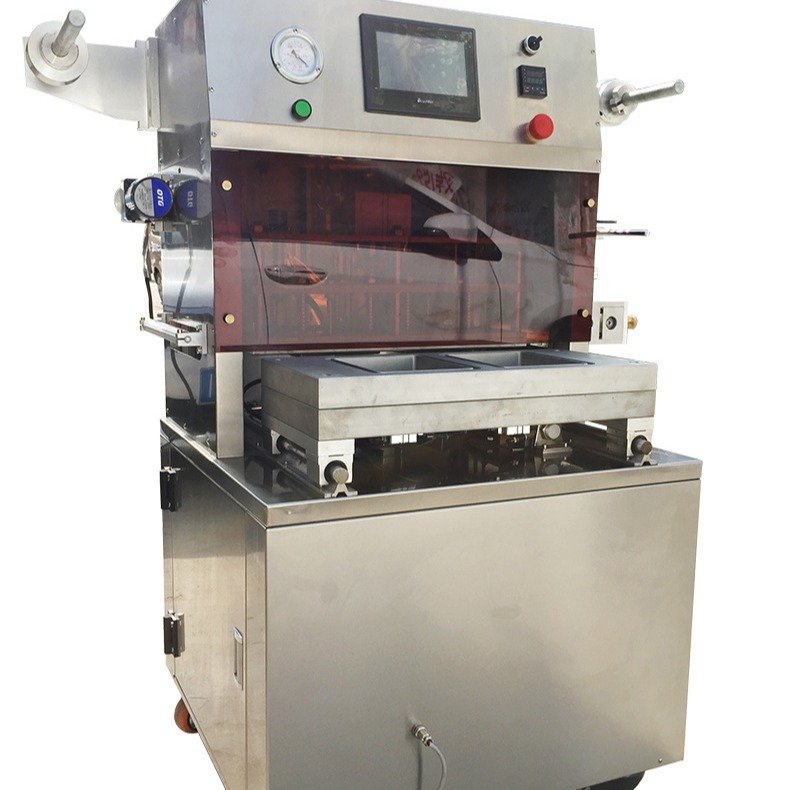 全自动盒式熟食保鲜气调包装机 虾滑牛肉丸真空锁鲜封盒包装机