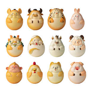 欢喜小将  解压《十二生肖不倒翁》 可玩性高 打工人招财工位摆件