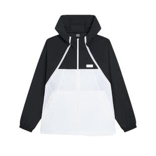 特步风衣男款2025夏季新品连帽上衣拼色工装运动外套975229140219