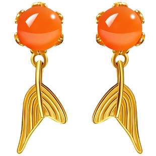 余生有你宫里上新南红耳钉女纯银天然红玛瑙红色耳饰生日礼物老婆