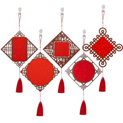 2026年新款木质福字斗方福卡宣纸挂件万年红洒金空白自写灯笼文创diy书法作品红纸对联春联新春装饰挂饰马手