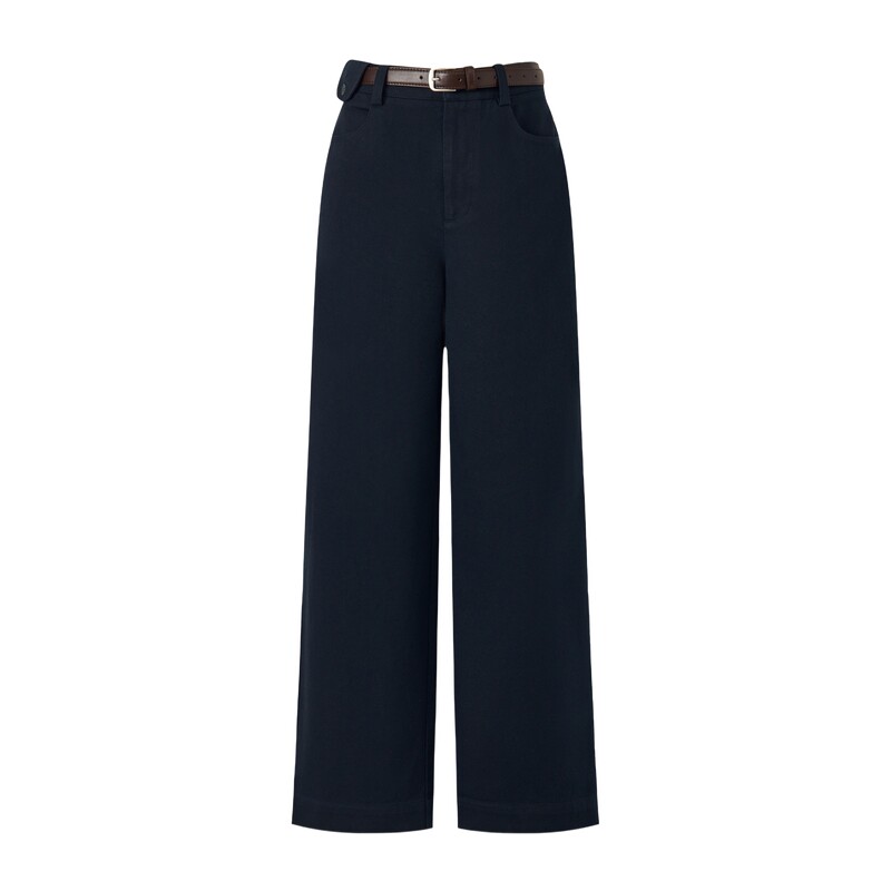 【100%棉】GOLDEN BEAR/金熊女装2026夏季新品腰带直筒休闲裤