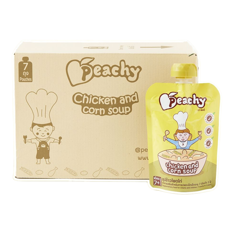 PEACHY 唧唧装鸡肉粟米汤果蓉泥125g7包装香港进口婴儿宝宝辅食版