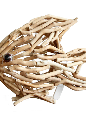 木质手工鱼摆件侘寂风民宿工艺品