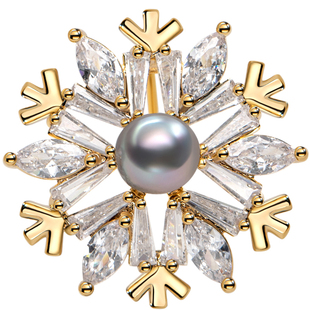 南珠宫胸针雪花造型时尚轻奢送女友生日礼物D279ZD-J