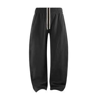 430G恒温暖皮加绒面料 美式街头风基础款 弯刀宽松平口休闲卫裤