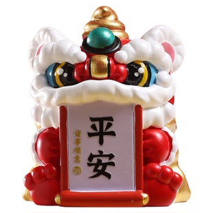妙工坊国潮醒狮舞狮小摆件卡通喜庆招财桌面中控台装饰品七夕礼物