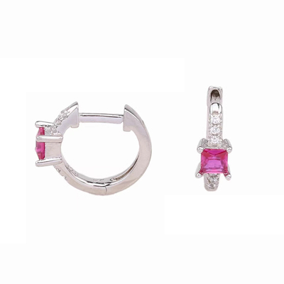 少女心爆棚~闪钻玫红耳扣